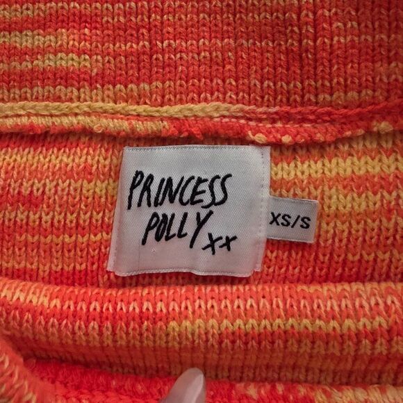 PRINCESS POLLY XX Orange/Yellow Day-Glow Bright Knit Skirt Sz XS/S - Picture 3 of 3
